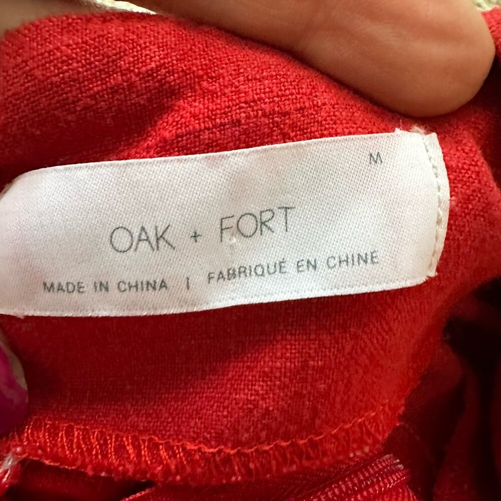 Oak + Fort Jumpsuit Women’s Medium  Wide Leg Tie Back Mark On Ankle - Picture 15 of 16